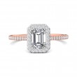 FlyerFit® 18K Pink Gold Shank And White Gold Top Micropave Halo Engagement Ring