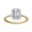 FlyerFit® 18K Yellow Gold Shank And White Gold Top Micropave Halo Engagement Ring
