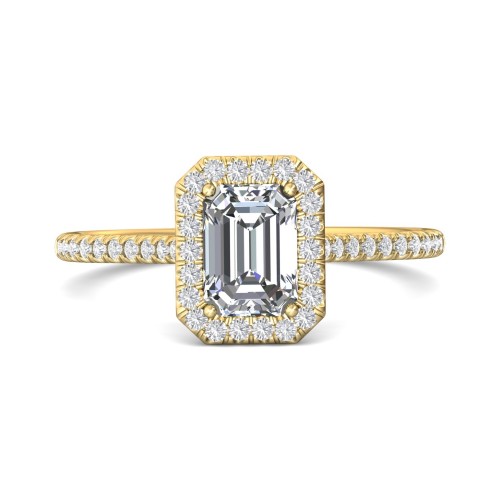 FlyerFit&reg; 18K Yellow Gold Micropave Halo Engagement Ring