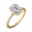FlyerFit® 14K Yellow Gold Micropave Halo Engagement Ring
