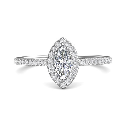 FlyerFit&reg; 18K White Gold Micropave Halo Engagement Ring
