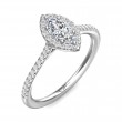 FlyerFit® Platinum Micropave Halo Engagement Ring