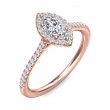 FlyerFit® 18K Pink Gold Micropave Halo Engagement Ring