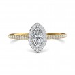 FlyerFit® 18K Yellow Gold Shank And White Gold Top Micropave Halo Engagement Ring