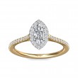 FlyerFit® 18K Yellow Gold Shank And White Gold Top Micropave Halo Engagement Ring