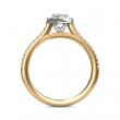 FlyerFit® 18K Yellow Gold Shank And White Gold Top Micropave Halo Engagement Ring