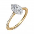 FlyerFit® 18K Yellow Gold Shank And White Gold Top Micropave Halo Engagement Ring