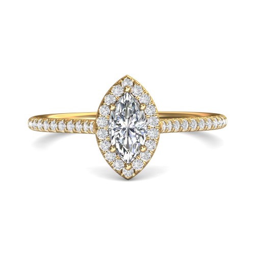 FlyerFit&reg; 18K Yellow Gold Micropave Halo Engagement Ring