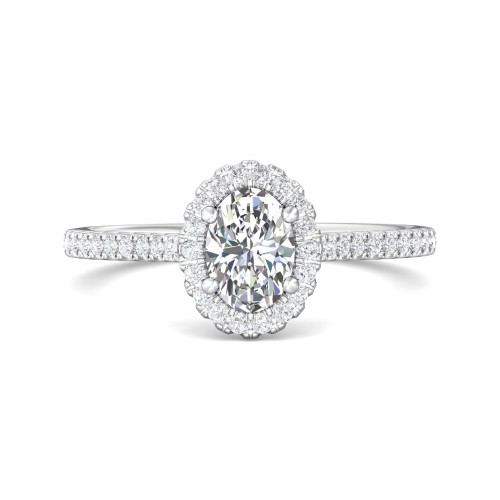 FlyerFit&reg; 14K White Gold Micropave Halo Engagement Ring