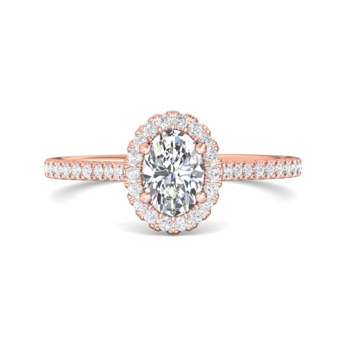 FlyerFit&reg; 14K Pink Gold Micropave Halo Engagement Ring
