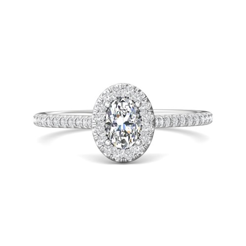 FlyerFit&reg; 14K White Gold Micropave Halo Engagement Ring