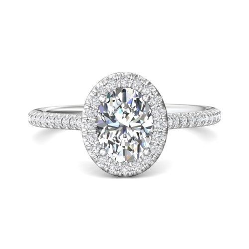 FlyerFit&reg; Platinum Micropave Halo Engagement Ring