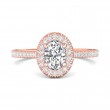 FlyerFit® 18K Pink Gold Micropave Halo Engagement Ring