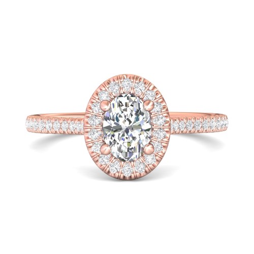 FlyerFit&reg; 14K Pink Gold Micropave Halo Engagement Ring