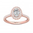 FlyerFit® 18K Pink Gold Micropave Halo Engagement Ring