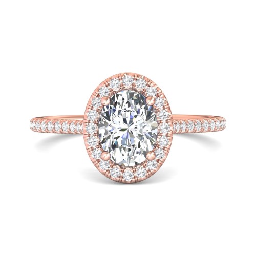 FlyerFit&reg; 14K Pink Gold Micropave Halo Engagement Ring