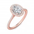 FlyerFit® 18K Pink Gold Micropave Halo Engagement Ring