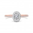FlyerFit® 18K Pink Gold Shank And White Gold Top Micropave Halo Engagement Ring