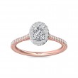 FlyerFit® 18K Pink Gold Shank And White Gold Top Micropave Halo Engagement Ring