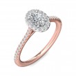 FlyerFit® 18K Pink Gold Shank And White Gold Top Micropave Halo Engagement Ring