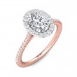 FlyerFit® 18K Pink Gold Shank And White Gold Top Micropave Halo Engagement Ring