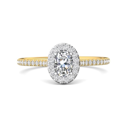 FlyerFit&reg; 14K Yellow and 14K White Gold Micropave Halo Engagement Ring
