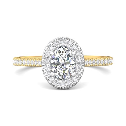 FlyerFit&reg; 14K Yellow and 14K White Gold Micropave Halo Engagement Ring