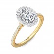 FlyerFit® 18K Yellow Gold Shank And White Gold Top Micropave Halo Engagement Ring