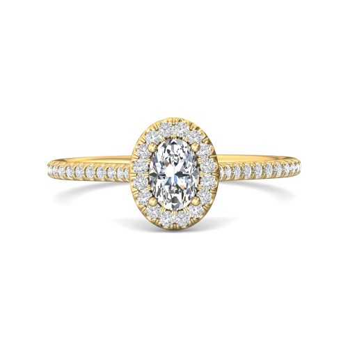FlyerFit&reg; 14K Yellow Gold Micropave Halo Engagement Ring