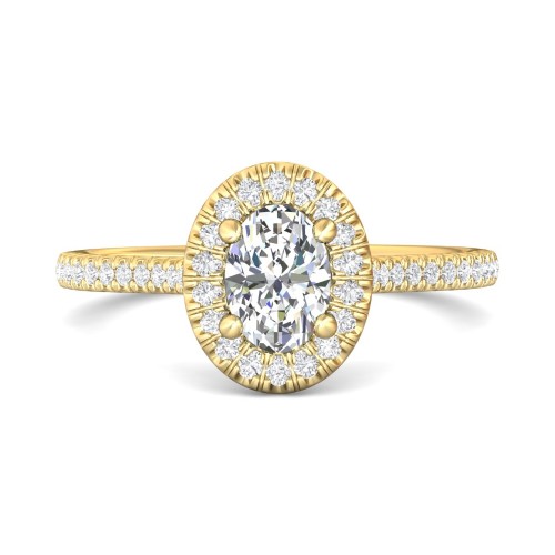 FlyerFit&reg; 18K Yellow Gold Micropave Halo Engagement Ring
