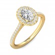 FlyerFit® 18K Yellow Gold Micropave Halo Engagement Ring