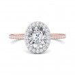 FlyerFit® 14K Pink Gold Shank And White Gold Top Micropave Halo Engagement Ring