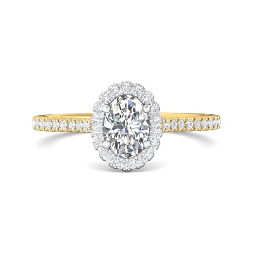 FlyerFit&reg; 14K Yellow and 14K White Gold Micropave Halo Engagement Ring