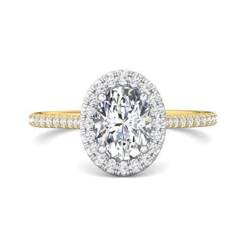 FlyerFit&reg; 14K Yellow and 14K White Gold Micropave Halo Engagement Ring