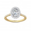 FlyerFit® 18K Yellow Gold Shank And White Gold Top Micropave Halo Engagement Ring