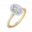 FlyerFit® 18K Yellow Gold Shank And White Gold Top Micropave Halo Engagement Ring