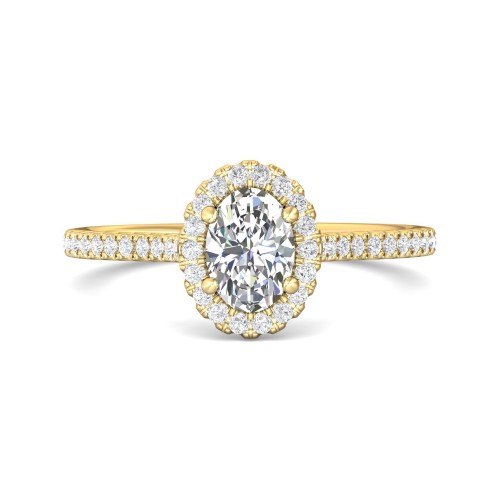 FlyerFit&reg; 18K Yellow Gold Micropave Halo Engagement Ring