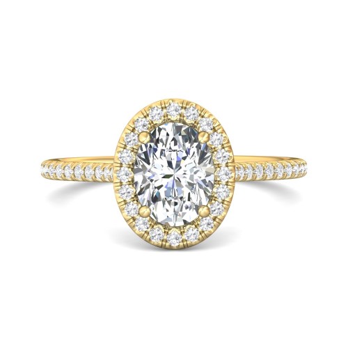 FlyerFit&reg; 18K Yellow Gold Micropave Halo Engagement Ring