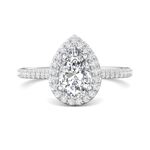 FlyerFit&reg; 18K White Gold Micropave Halo Engagement Ring