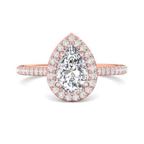 FlyerFit&reg; 18K Pink Gold Micropave Halo Engagement Ring