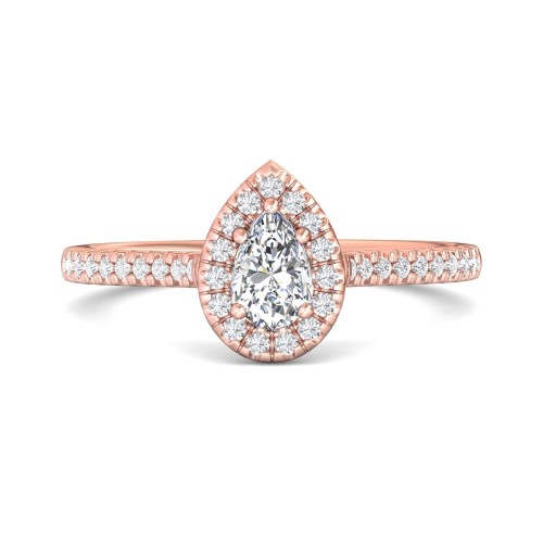 FlyerFit&reg; 14K Pink Gold Micropave Halo Engagement Ring