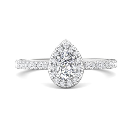 FlyerFit&reg; 18K White Gold Micropave Halo Engagement Ring