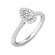 FlyerFit® 18K White Gold Micropave Halo Engagement Ring