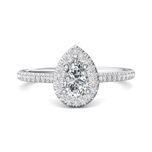 FlyerFit&reg; 18K White Gold Micropave Halo Engagement Ring