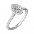 FlyerFit® 18K White Gold Micropave Halo Engagement Ring