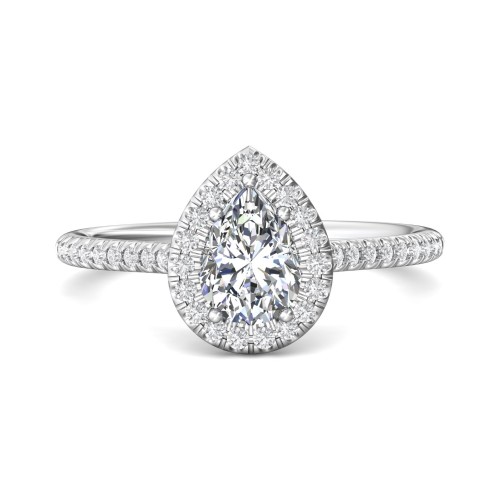 FlyerFit&reg; 14K White Gold Micropave Halo Engagement Ring