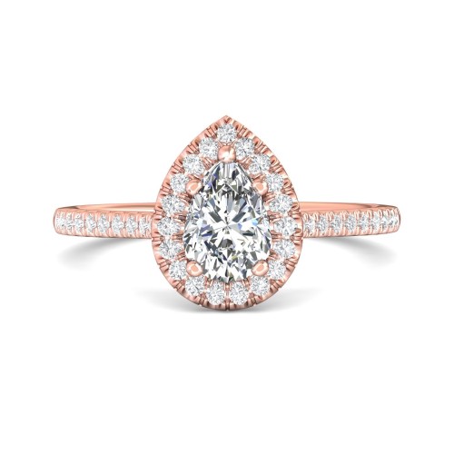 FlyerFit&reg; 14K Pink Gold Micropave Halo Engagement Ring