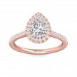 FlyerFit® 14K Pink Gold Micropave Halo Engagement Ring