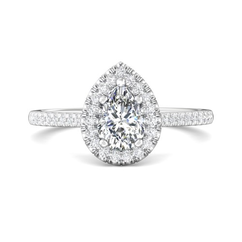 FlyerFit&reg; 18K White Gold Micropave Halo Engagement Ring