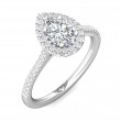 FlyerFit® 18K White Gold Micropave Halo Engagement Ring